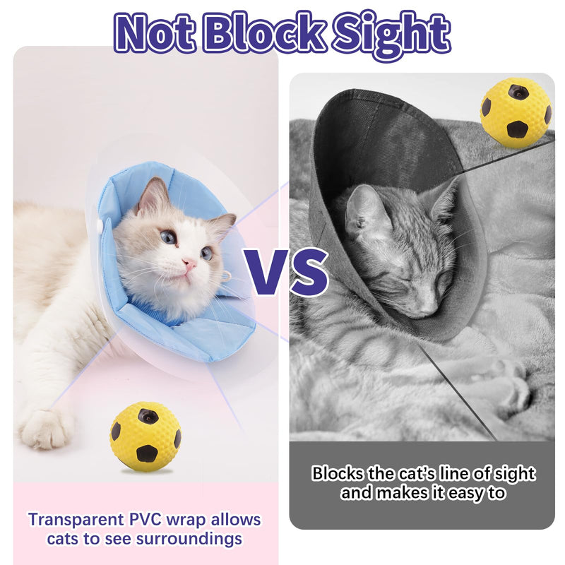 Cat Cone Collar Soft, Lightweight Cat Cones to Stop Licking, Adjustable Soft Cone for Cats After Surgery, WaterProof Kitten Cones Elizabethan Collar for Cats Recovery Collar Soft Cat Neck Cone Medium Blue