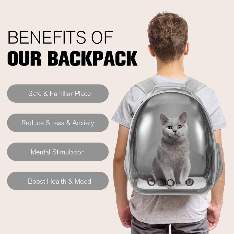 Cat Carrier Backpack, Pet Carrier Backpack Front Pack for Small Medium Cat Puppy Dog Carrier Backpack Bag Space Capsule, Airline-Approved Pet Carrier for Travel Hiking Walking Camping (Grey) Grey - PawsPlanet Australia