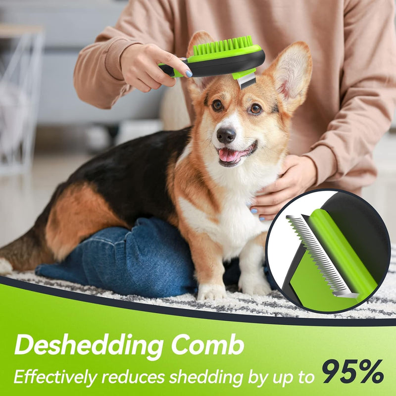 Pet Grooming Brush, Double Sided Detachable Shedding Dog Cat Brush, 5 in 1 Dog Grooming Brush for Shedding Long & Short Haired Dogs, Hair Removing, Bath&Massage, Reduce 95% Shedding Hair - PawsPlanet Australia