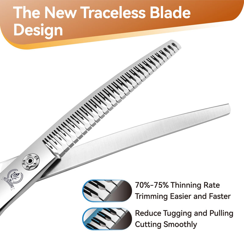 Fenice Peak 7.5 Curved Thinning Traceless Dog Grooming Scissors Japanese 440C Stainless Steel with Bearing Screws Smooth Cutting and Durable 7.5'' - PawsPlanet Australia