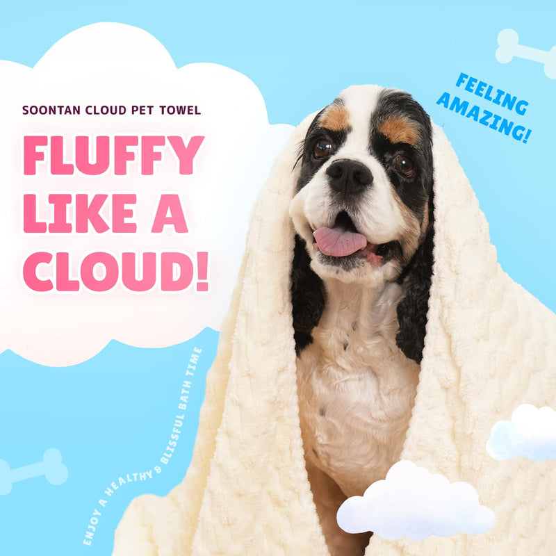 Microfiber Dog Towel Set for Drying Dogs – Absorbent, Quick-Dry, and Soft Towels for Bathing and Grooming Dogs and Cats, Including 2 Different Sized Towels – Cloud Pet Towels Yellow - PawsPlanet Australia