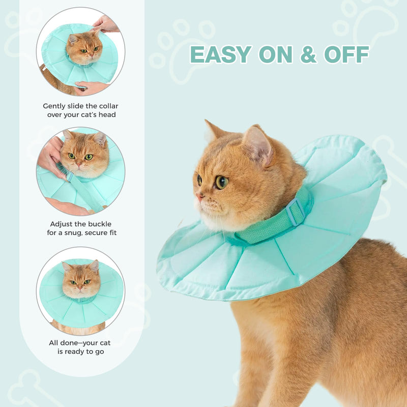 Avont Cat Recovery Suit Bundle with Adjustable Cat Recovery Collar, Soft Lightweight Donut Cone for Cats After Surgery -S