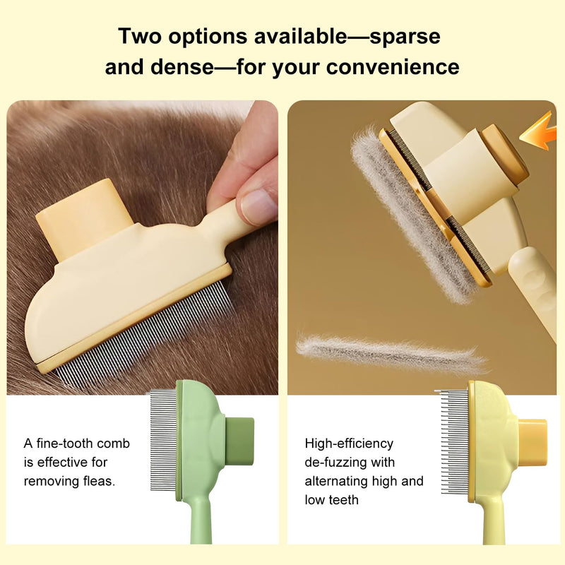 Cat Hair Brush & Dog Brush, 2PCS Pet Comb, Long & Short Stainless Steel Metal Teeth for Shedding and Tangles, Self-Cleaning Pet Comb for Dogs and Cats, Comfort and Safety