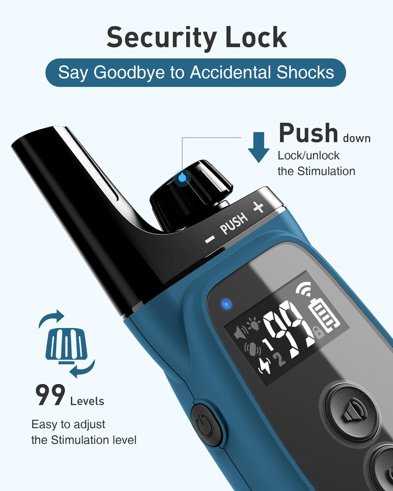 ABBIDOT Shock Collar for Dogs - 3500FT Dog Training Collar with Remote，IPX7 Waterproof & 4 Training Modes, Safety Lock & Night Vision Light，Rechargeable E-Collar for All Breeds 1 Collar Dark Blue
