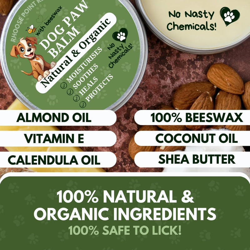 Rhoose Point Remedies Dog Paw Balm - Softens, Heals, Soothes & Protects Dogs Paws, Noses & Skin. All Natural, Organic Ingredients. Lick-Safe Protection for Dogs with Beeswax (1 fl.oz - Starter Tin) 1 fl.oz - Starter Tin - PawsPlanet Australia