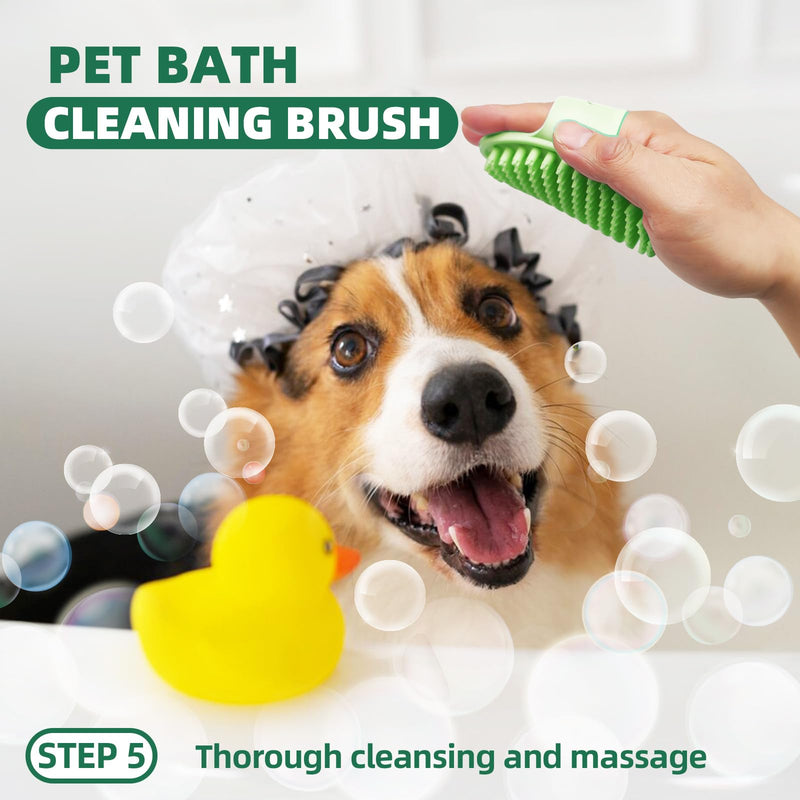 Pet Grooming Kit - 7 PCS Green Deshedding Brush Set with Undercoat Rake, Slicker Brush, Bath Brush & Nail Clipper for Short & Long-Haired Dogs and Cats A-Green - PawsPlanet Australia