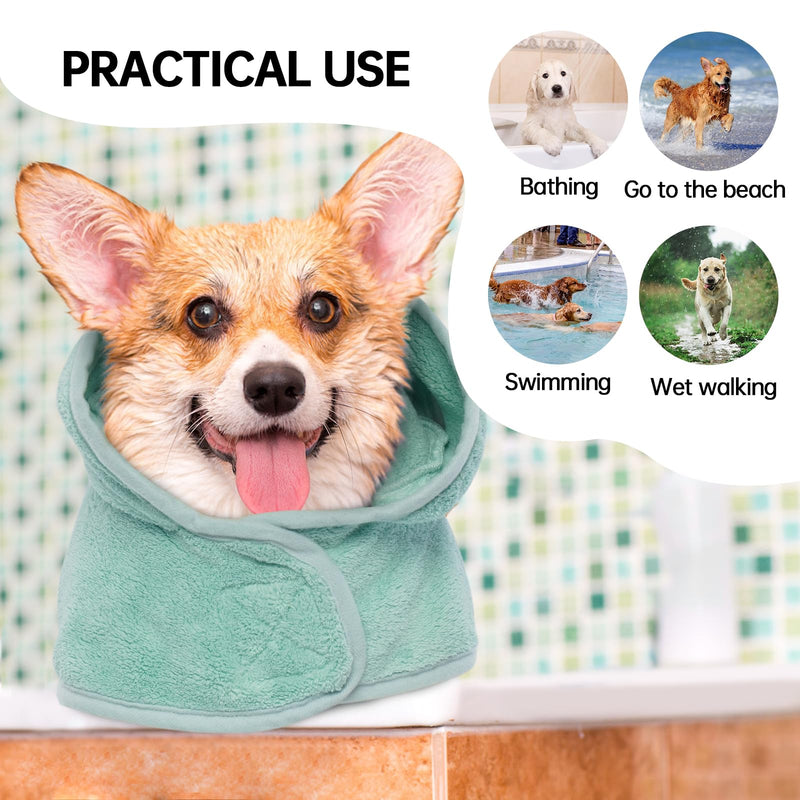Dog Drying Coat, Microfibre Fast Absorbent Bath Towel With Magic Sticker & Belly Strap - Bathrobe for Puppy, Small, Medium, Large Dogs and Cats Extra Extra Large Green