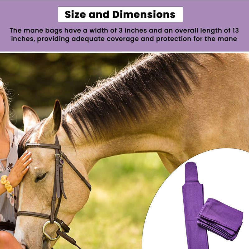 Ranch Hand Horse Mane Bags | Horse Tack/Supplies | Pack of 6 | Protect Horse's Mane from Wind, Sun, Mud, Preventing Tangles, Rubbing Out, and Breakage | Handmade with High-Quality Nylon (Purple) Purple - PawsPlanet Australia