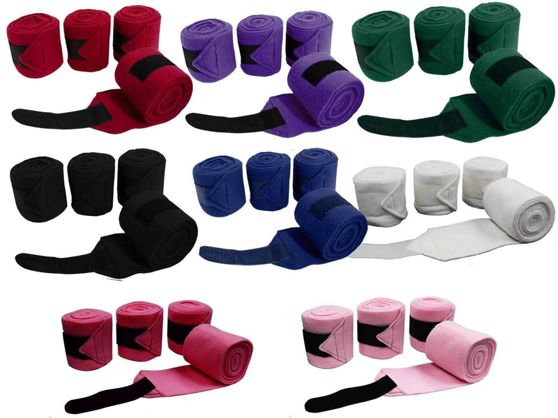 Derby Originals Set of 4 Super Soft Fleece Horse Polo Wraps with Velcro White