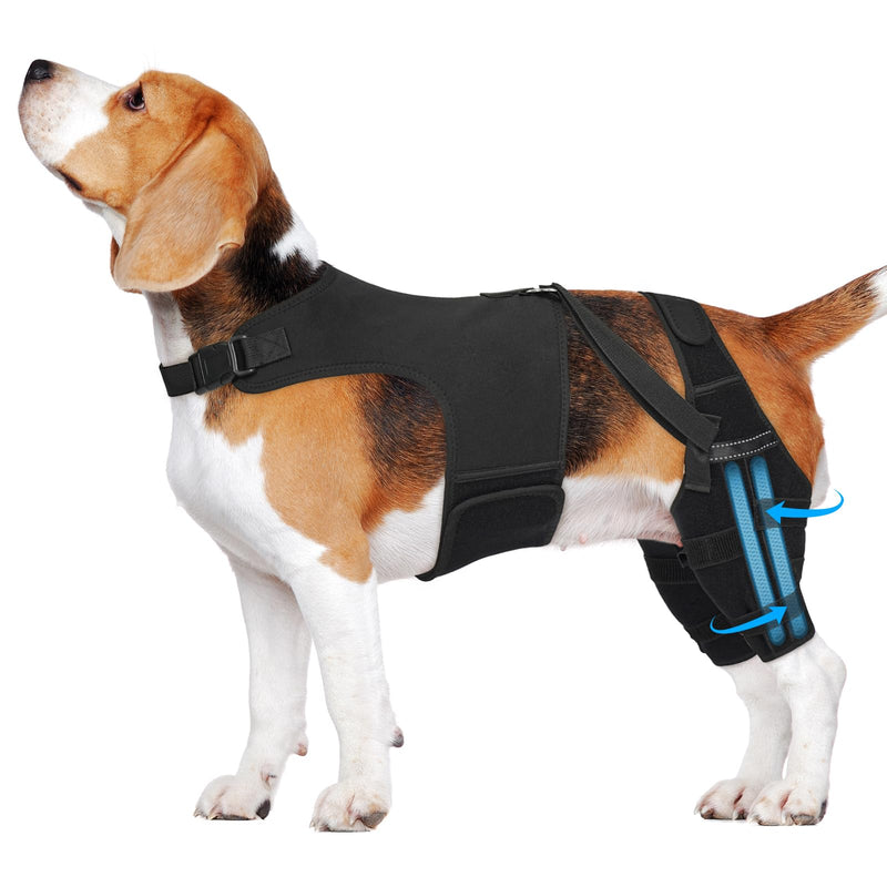 Dog Knee Brace for Torn Acl Hind Leg, Adjustable for Back Leg with 7 Stabilizers, Reduces Pain, Ligament Injuries & Luxating Patella for Small Medium Large Dogs M Black