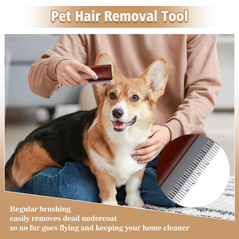 Wooden Dog Brush for Shedding, Deshedding Grooming Tool for Dogs Cats & Horses, Comb Removes Loose Dirt for Pets (Brown, S) Brown