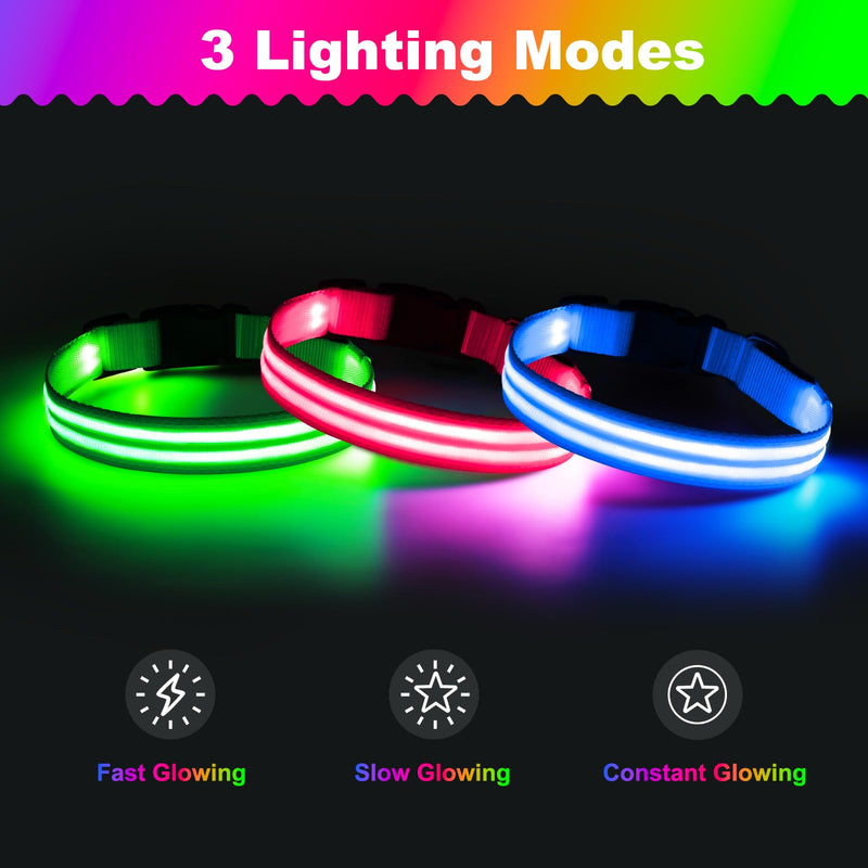 Illumifun LED Dog Collar Rechargeable Light Up Dog Collar Glow in The Dark, Flashing Lighted Glow Collars for Dogs Night Walking (Pink, Large) Pink - PawsPlanet Australia