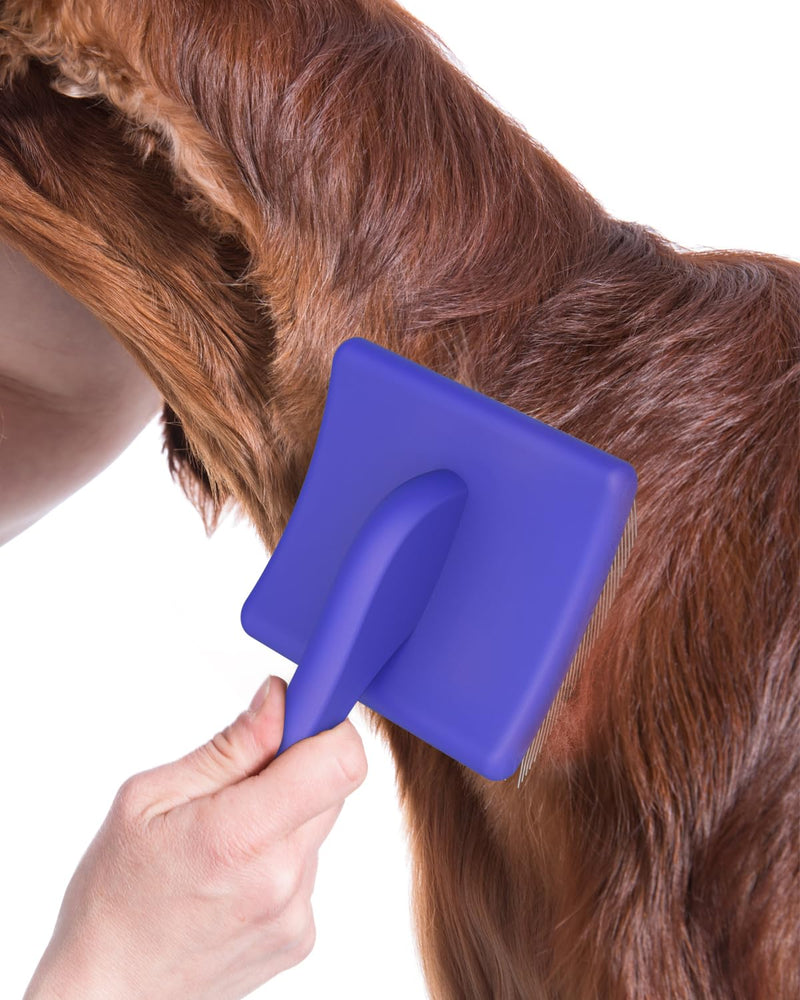 Dog Slicker Brush, Large Dog Brush, Professional Doodles Brush, for Poodles, Goldendoodles and Labradoodles, Easy to Remove Tangles, Mats and Fluff, Blue