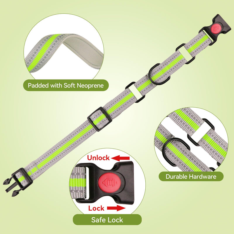 Martingale Collar for Dogs,Soft Neoprene Padded Reflective Martingale Collar and Leash Set Safety Buckle Nylon Martingale Dog Collars for Large Dogs(Green&L) L Green - PawsPlanet Australia