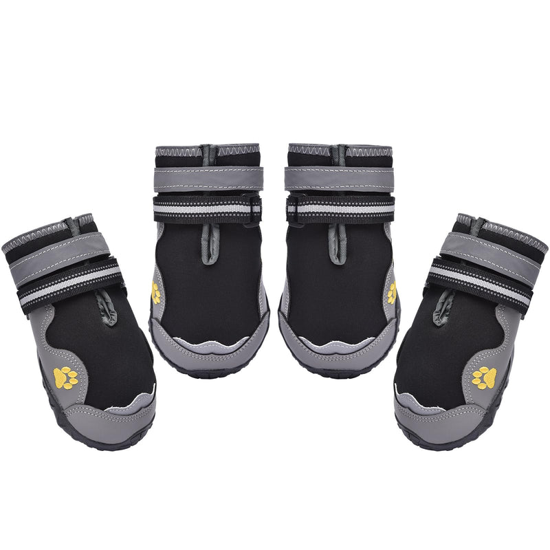 Hipaw Dog Booties for Winter,Snow Boots for Small Medium Large Dogs,Waterproof Dog Rain Shoes,Non-Slip Paw Protector for Outdoor Walking,Hiking,Indoor Hardwood Floors #2 (Insole Width 1.8") for 26~33lb Black (Waterproof)
