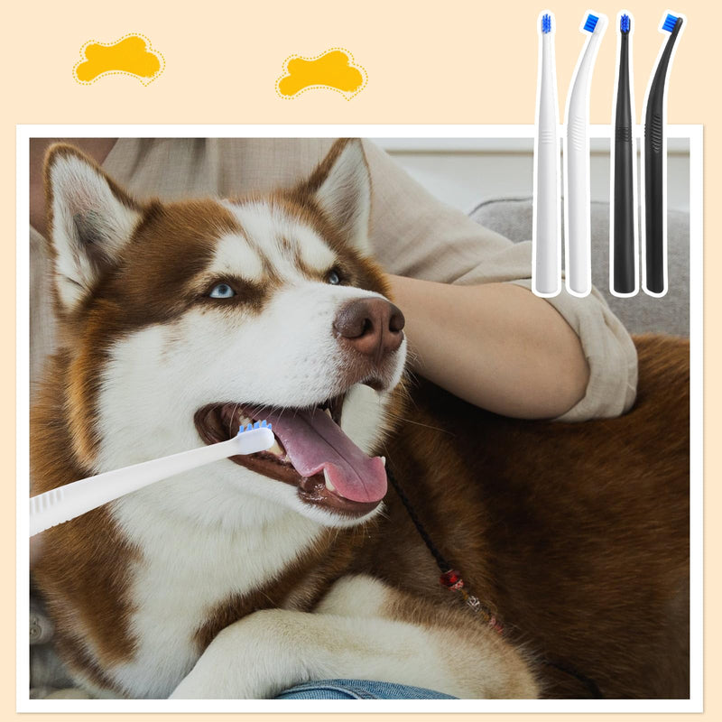 4PCS Small Dog Cat Toothbrush, 15° Curved Head Puppy Toothbrush, Soft Bristle Pet Tooth Brush, Deep Teeth Cleaning for Puppies, Cats, Small Pets, Portable, Travel-Friendly and Easy to Use - PawsPlanet Australia
