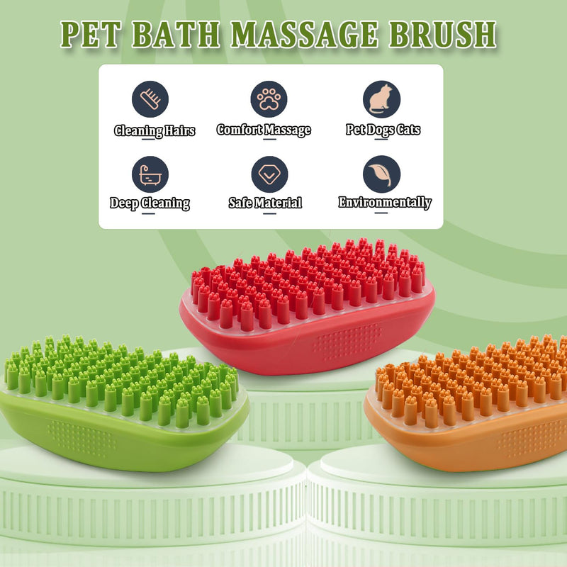 Taeku Dog Bath Brush, Rubber Shampoo Grooming Pet Brush Soft Shedding Bathing Hair Accessories Back Massage Cat Brush for Long Short Fur (Green) Green