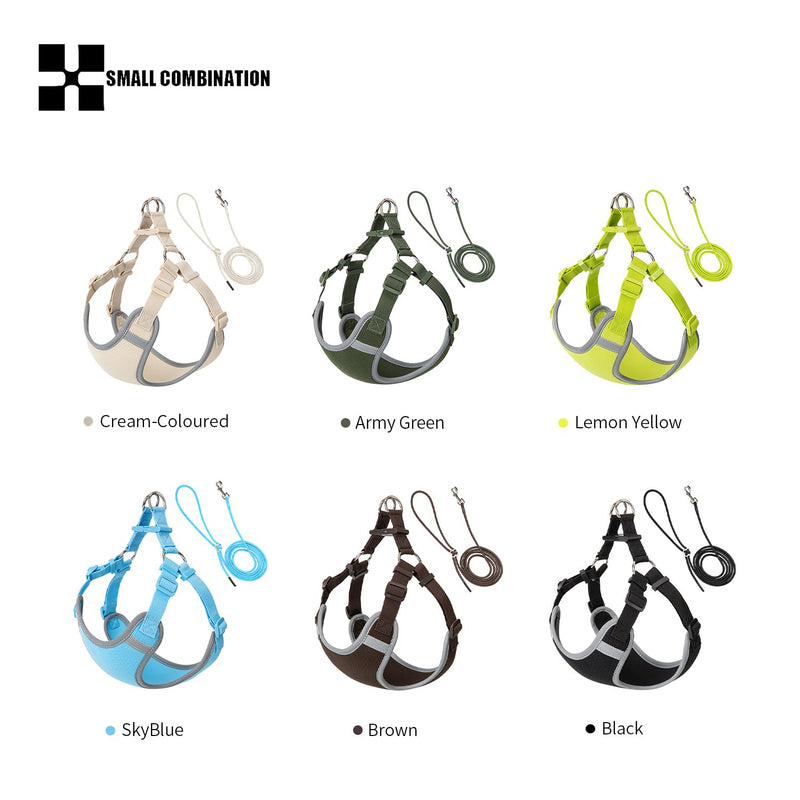Adjustable Dog Harness with Leash Set, Reflective Padded,Matching Lead Rope (Cream-Coloured, XXXS) Beige - PawsPlanet Australia