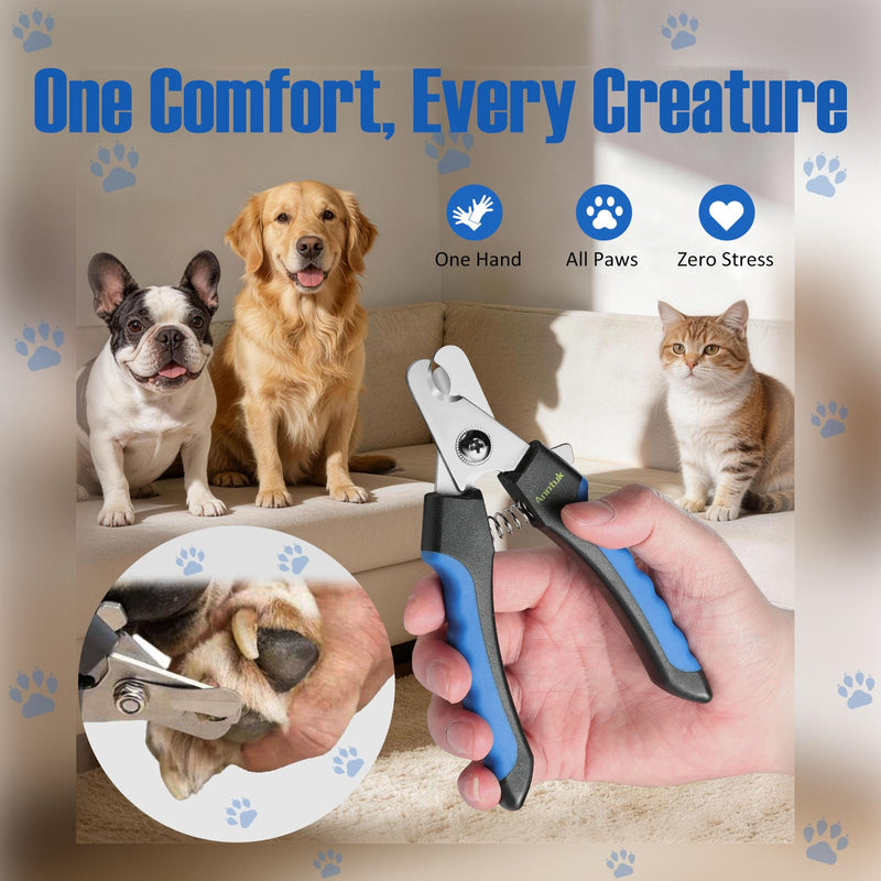 Dog Nail Clippers with Nail File, Ergonomic Dog Nail Trimmers to Avoid Over Cutting, Razor-Sharp Stainless Steel Blade with Safety Guard for Large/Small Pet Dogs, Blue - PawsPlanet Australia