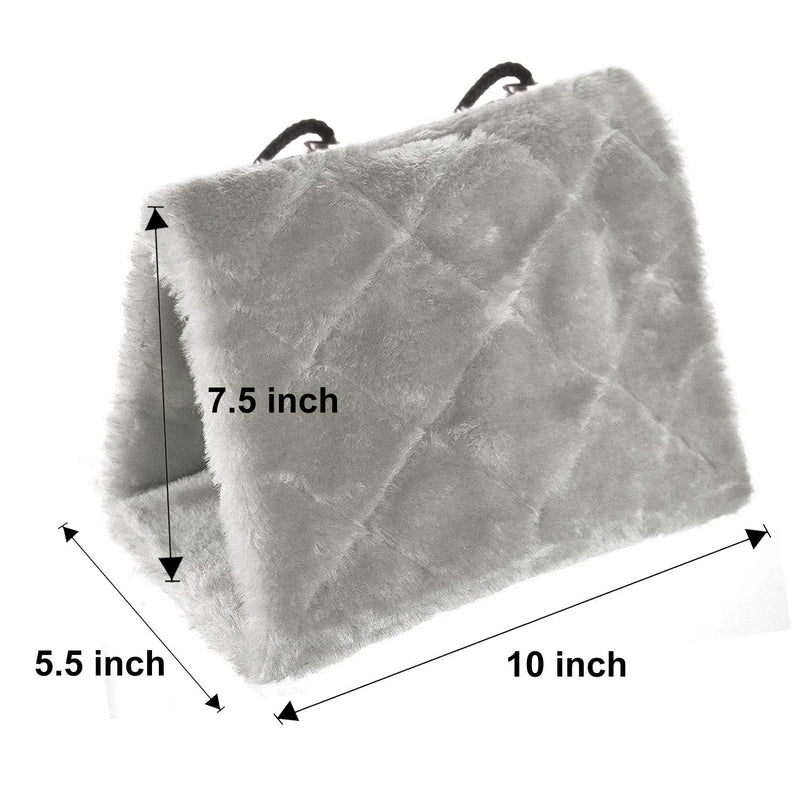 MOACC Winter Warm Bird Nest House Shed Hut Hanging Hammock Finch Cage Plush Fluffy Birds Hut Hideaway for Hamster Parrot Macaw Budgies Eclectus Parakeet Cockatiels Cockatoo Lovebird (M, Grey) M