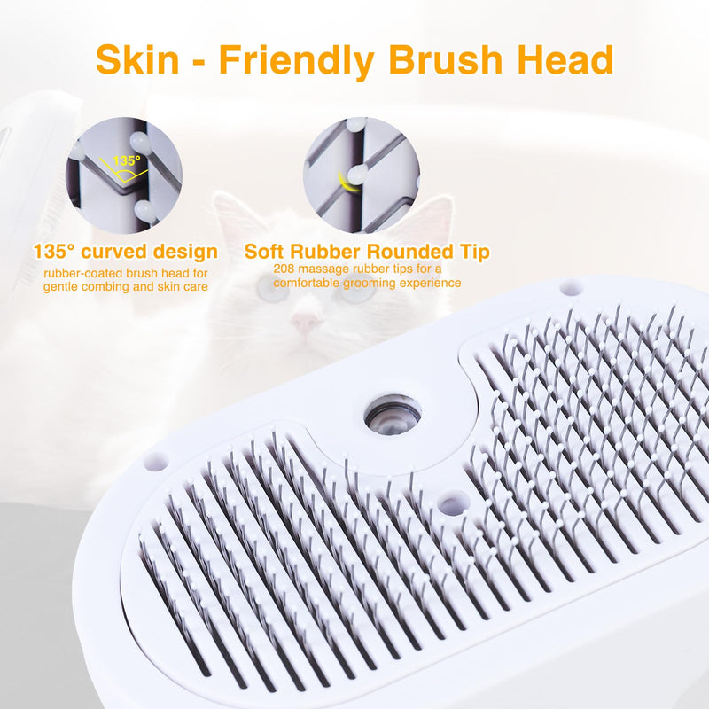Pet Steam Brush for Shedding, 4-in-1 Anti-Static Grooming Tool, Combines Massage, Cleaning & 135° Steam Brushing for Indoor Cats and Dogs 8.3"x 4.5" - PawsPlanet Australia