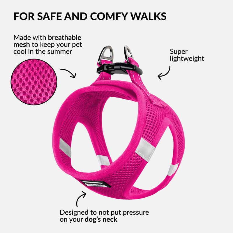 CollarDirect Step-in Reflective Dog Harness - Any Weather Air Mesh for Small and Medium Dogs Easy to Put On and Off (Size S, Pink) - PawsPlanet Australia