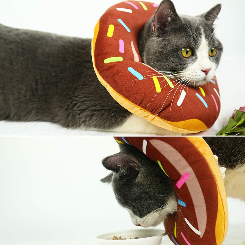 URBEST Cat Cone Collar Soft, Cat Donut Collar for Wound Healing, Adjustable, Brown S
