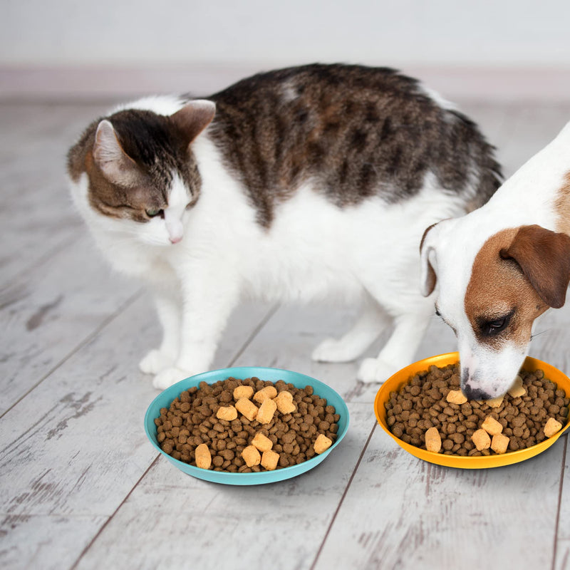 Cat Bowls for Food and Water, 6 inch Whisker Fatigue Free Cat Food Bowl, Unbreakable Wheat Straw Cat Dishes, Environment Friendly Pet Feeding Plate (8 Pcs) 8 Pcs Round - 4 Color - PawsPlanet Australia
