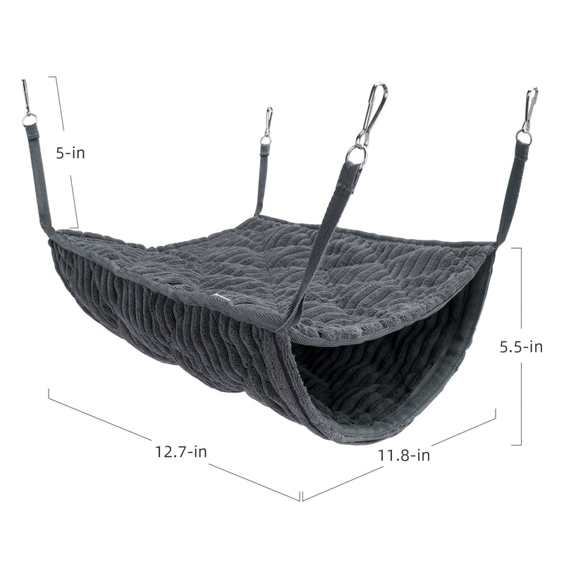 Niteangel Luxury Double Bunkbed Hammock, Fit 2 Adult Ferrets or 5 More Adult Rats Warm Plush Hanging Hammock Bed Hideout for Hamster Guinea Pig Rat Ferret Chinchill(Gray) Gray - PawsPlanet Australia