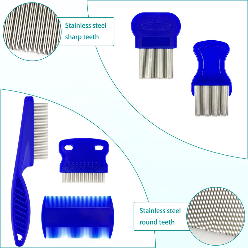 5 Pack Pets Grooming Comb Set, Pet Combs With Fine Tooth, Detangling Brushes, Float Hair Removers for Dog and Cat Clean up and Groom - PawsPlanet Australia