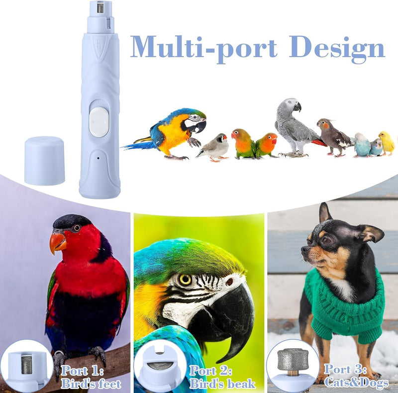 Electric Nail Grinder with LED Light for Birds & Small Animals | 3-in-1 Nail Care Kit with Nail File & Clipper | Safe and Quiet Grooming Tool for Hamsters, Rabbits, and Other Small Pets - PawsPlanet Australia