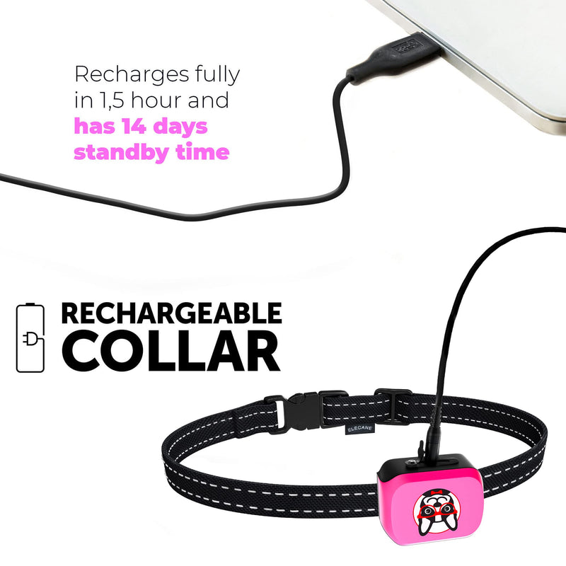 Small Dog Bark Collar Rechargeable – Smallest Bark Collar for Small Dogs 5-15lbs - Most Humane Stop Barking Collar - Dog Training No Shock Anti Bark Collar - Pet Bark Control Device (Pink) Pink