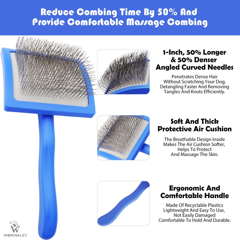 Slicker Brush for Dogs, Professional Pet Doodle Grooming brushes for Goldendoodles, Labradoodles, Poodles - Long Pin Detangler for Dematting dog slicker brush - Large