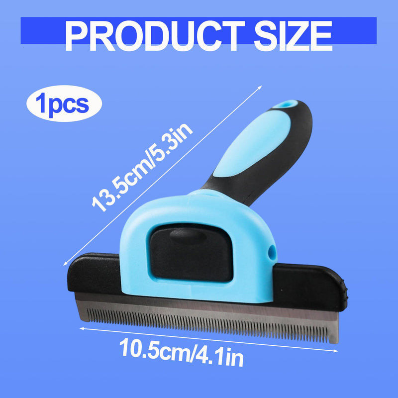 Pet Deshedding Tool 10.5 13.5 3.5 cm Large Blue Effectively Remove Loose Fur Dog Shedding Brush Cat Grooming Comb for Short Long Haired Dogs Cats Home Grooming Reduce Hair On Sofa Clothes