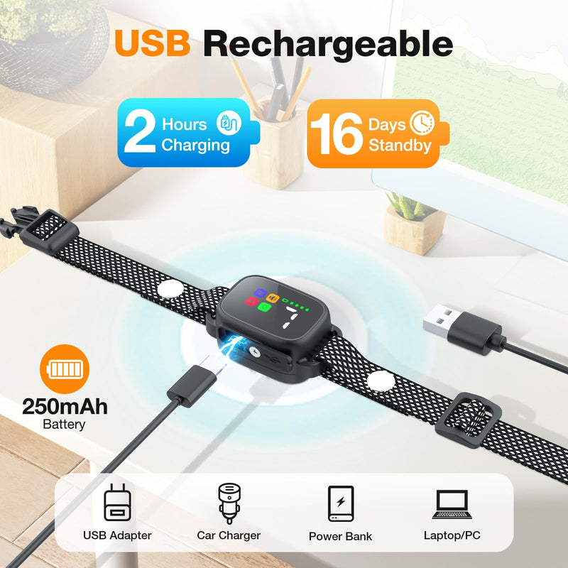 Dog Bark Collar for Small Medium Large Dogs, Rechargeable Smart Training Collar with Beep & Vibration, 7 Adjustable Sensitivity Levels, Ultra-Light 0.08lbs, IPX6 Waterproof, Long-Lasting Battery - PawsPlanet Australia