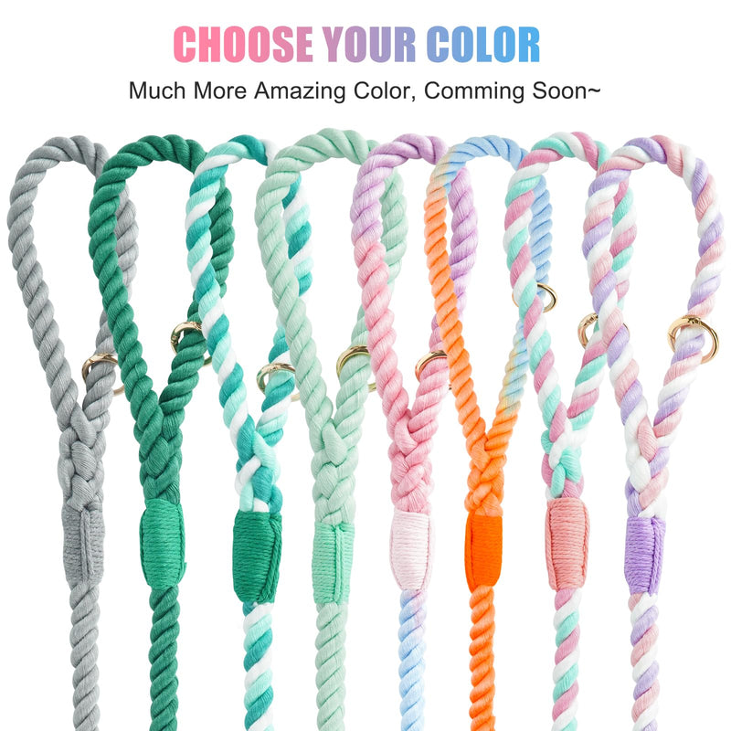 5 FT Dog Leash Handmade Braided Rope Dog Leash for Small Medium and Large Dogs, Colorful Macaron 5FT x 1/2in (Pack of 1) - PawsPlanet Australia