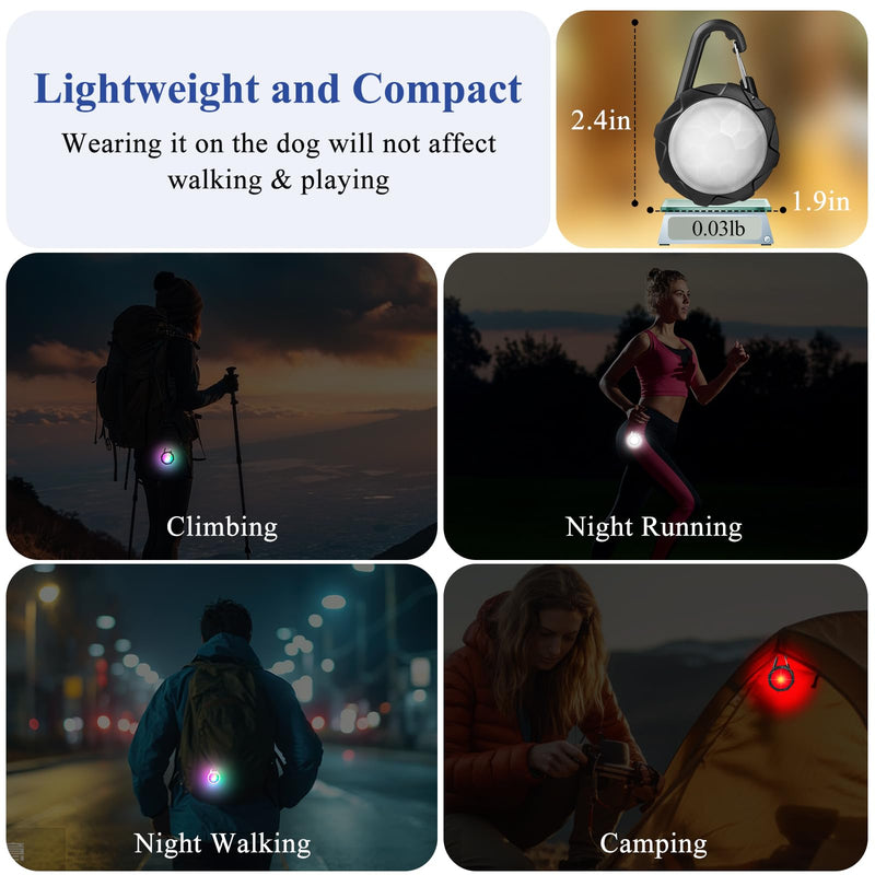 Dog Lights for Night Walking, 2 Pack 4 Modes Dog Collar Light, IP68 Waterproof Dog Light, 700 mAh High Capacity USB Rechargeable Dog Safety Light for Night Cycling, Climbing, Camping Black and White - PawsPlanet Australia