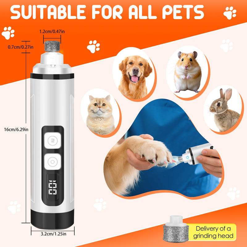 Dog Nail Grinder Electric Powerful 3 Speeds Dog Nail Clippers with Lights Quiet Cat Nail Clipper Painless Care Trimmers Tools for Small Medium Large Dogs and Cats (Black) Black