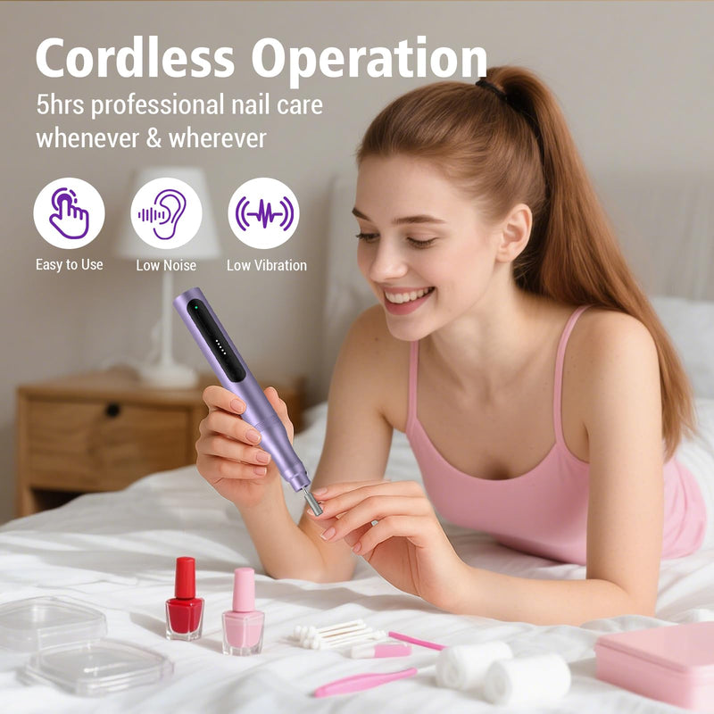 Electric Nail Drill Set, Cordless Electric Nail File Set Rechargeable, 5 Speed Portable Nail Drill Machine for Thick Nail Toenail Cuticle, Hand Feet Trimmer Buffer for Women Men Baby Pets - PawsPlanet Australia