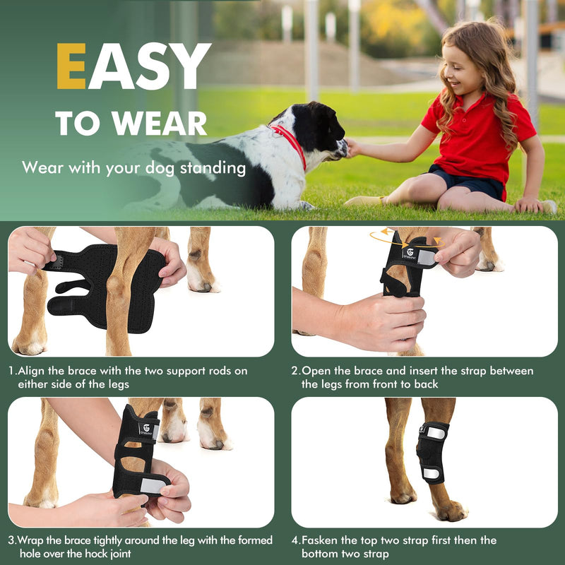 Dog Rear Leg Hock Ankle Brace for Torn ACL & CCL, Dog Leg Braces for Back Leg with Metal Spring Inserts, Dog Wrap Brace for Bottom Joint with Reflective Straps XS