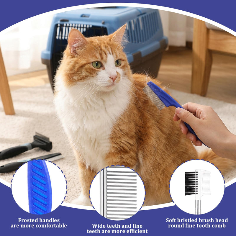 7 Pack Flea Comb Lice Comb Plastic and Metal Tick Combs for Dogs Double Sided Fine Teeth Flea Combs for Dandruff Removal Tear Stain Remover Kids Adults Small Medium Large Pets