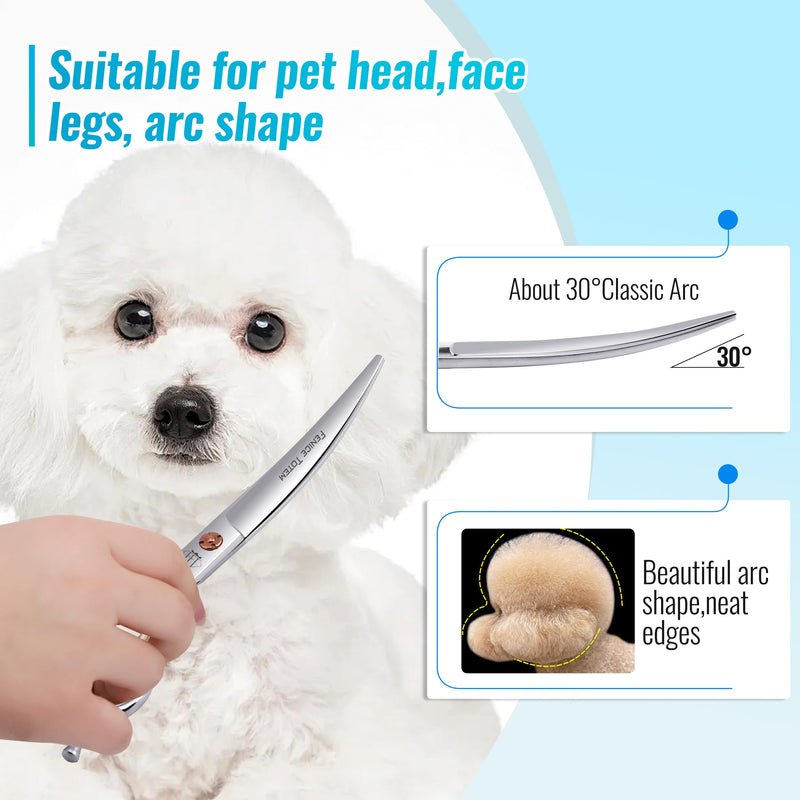 Dog Grooming Scissors: 7.0 inch Curved Pet Shears Made Of Japanese 440C Advanced Stainless Steel Professional Grooming Scissors for Dogs Cats and Other Pets 7 inch - PawsPlanet Australia