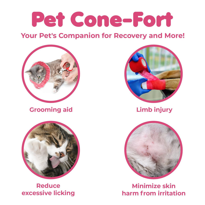 SunGrow Cat Cone Collar Soft, Pet Recovery Elizabethan E Collar Soft Neck Cone to Stop Licking for Cats & Kittens After Surgery, Cat Surgical Recovery Suit for Wound Cover, Puppy Dog & Rabbit Cone 9" - 10.5" Neck Size, Pink - PawsPlanet Australia