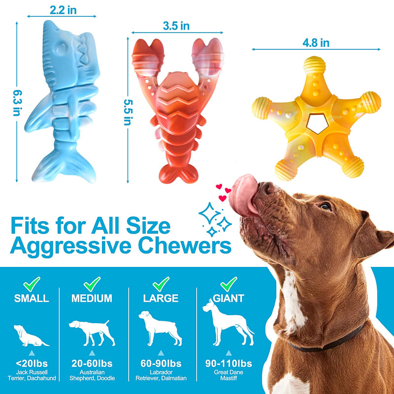 Dog Toys 3 Pack, Indestructible Dog Toys for Aggressive Chewers, Tough Dog Chew Toys for Large Medium Breed, Dog Bones Chew Toys for Super Chewer - PawsPlanet Australia