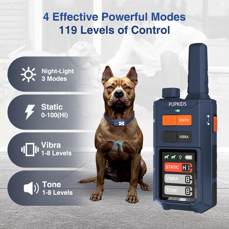 Dog Shock Collar - 4200FT Dog Training Collar with Remote for 20-140lbs Dogs, Innovative E Collar for Dogs Training with 4 Training Modes, Rechargeable Electric E-Collar for Large Dogs Blue 1 Collar - PawsPlanet Australia