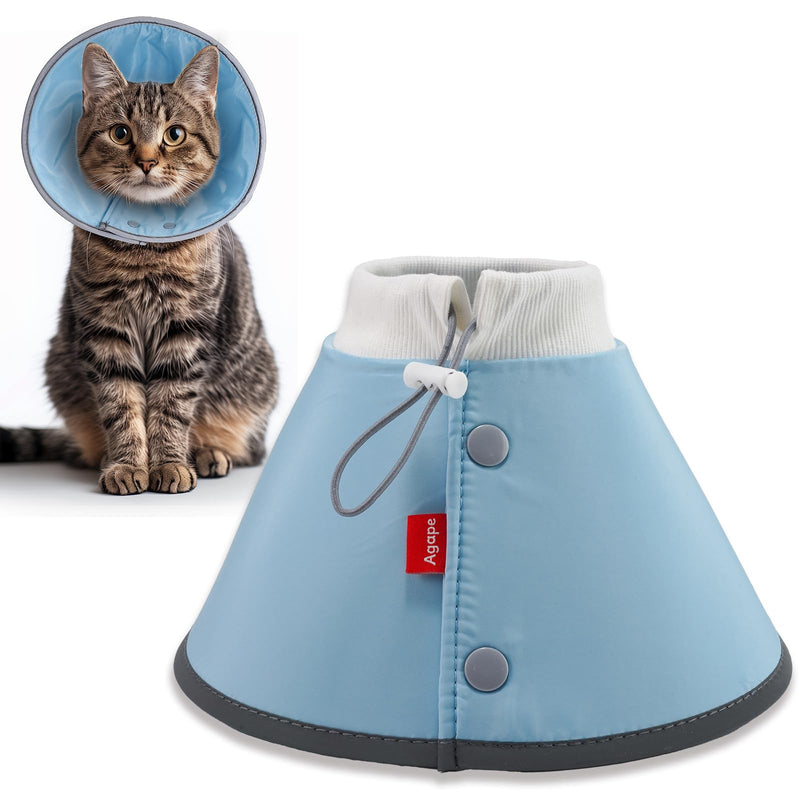 Agape Soft Cone for Cats & Small Dogs, Comfy Pet Cone to Stop Licking, Adjustable Cat E Collar Alternative After Surgery, Protective Elizabethan Collar for Pup & Kitty, Water Repellent Recovery Cone Blue (Small Dogs Cone) 2 (Neck:6.5"-8.5")