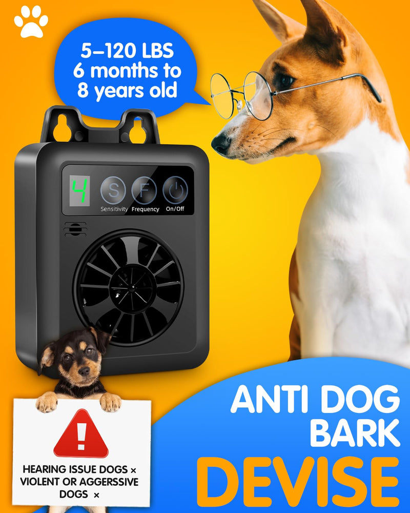 Anti Barking Device, 4 Mode Rechargeable Ultrasonic Bark Control Devices Stop Neighbors Dog Barking, 50FT Ultrasonic Dog Barking Control Device Safe for Dogs Outdoor Indoor Use BLACK-LARGE