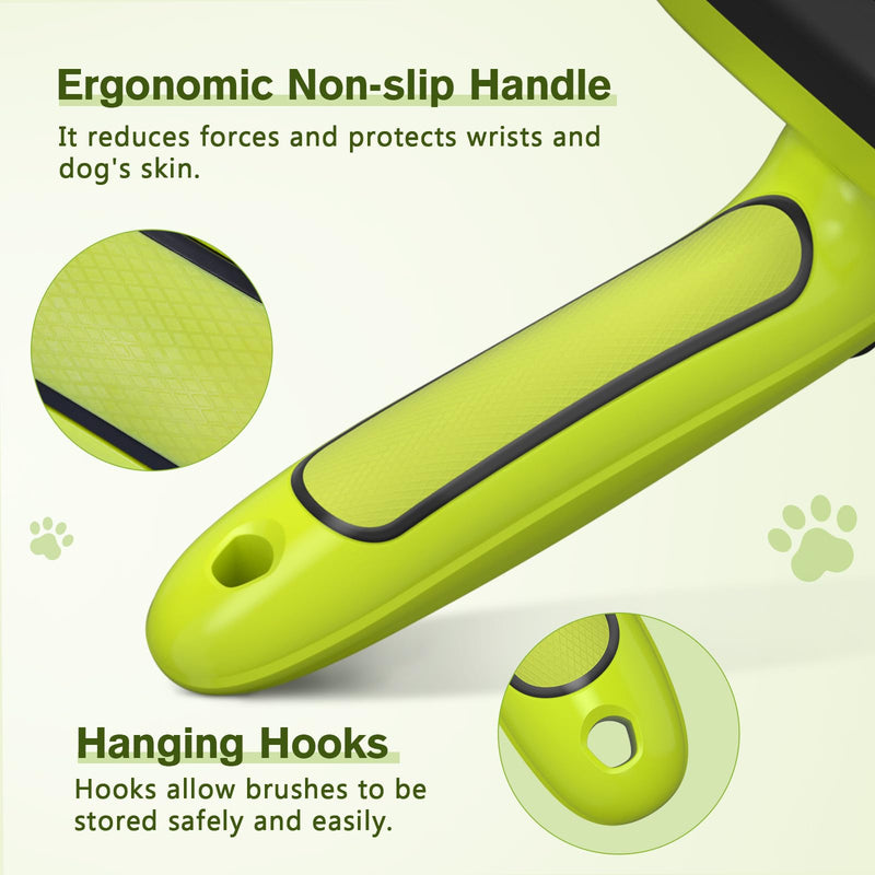 pecute Slicker Dog Brushes,Self Cleaning Pet Grooming Brush- Removes 90% of Dead Undercoat and Loose Hairs,Suitable for Medium and Long Haired Dogs Cats(Large, Upgraded Button) L Green Upgrade - PawsPlanet Australia