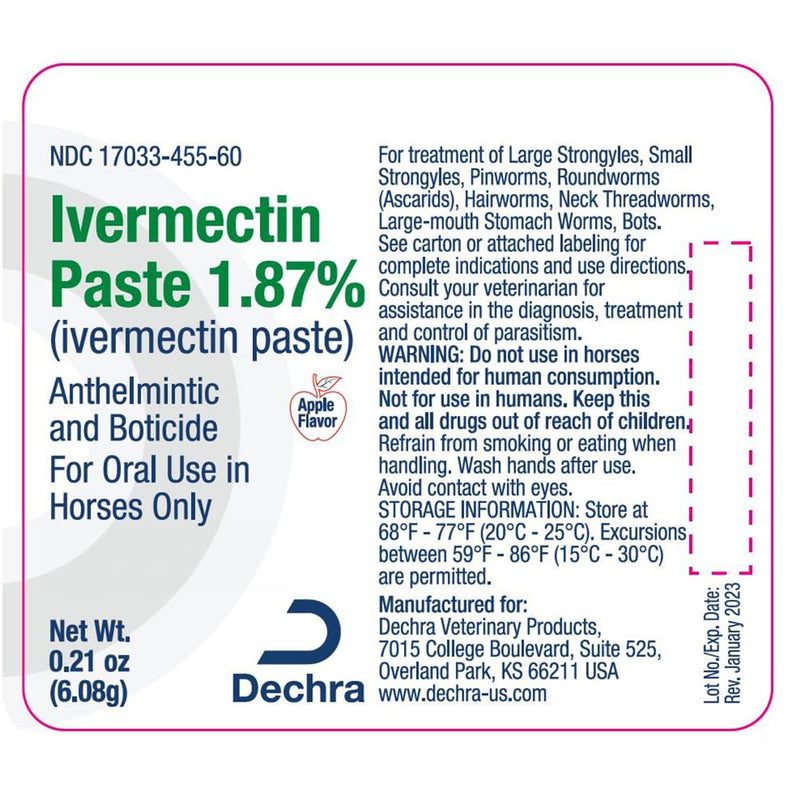 Dechra Ivermectin Paste 1.87% | Horse Dewormer Paste - PawsPlanet Australia