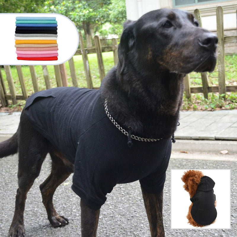 Lovelonglong Blank Basic Hoodie Sweatshirt for Dogs 100% Cotton Fits Small Medium Dachshund Large Dog Black 3XL 3XL (-60lbs)